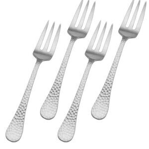 Wallace Home Brooklyn Satin Appetizer Fork Set – 4pc Hammered Stainless Steel